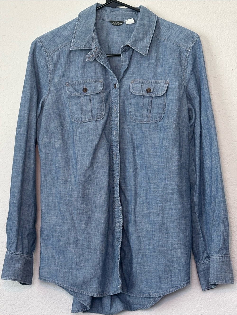 Women’s Light Blue Chambray Button-Up Shirt